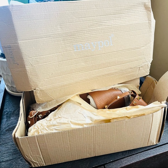 NEW MAYPOL Flat Closed Toe Espadrilles Made In Spain Leather Tan Brown 7.5 - Picture 5 of 13